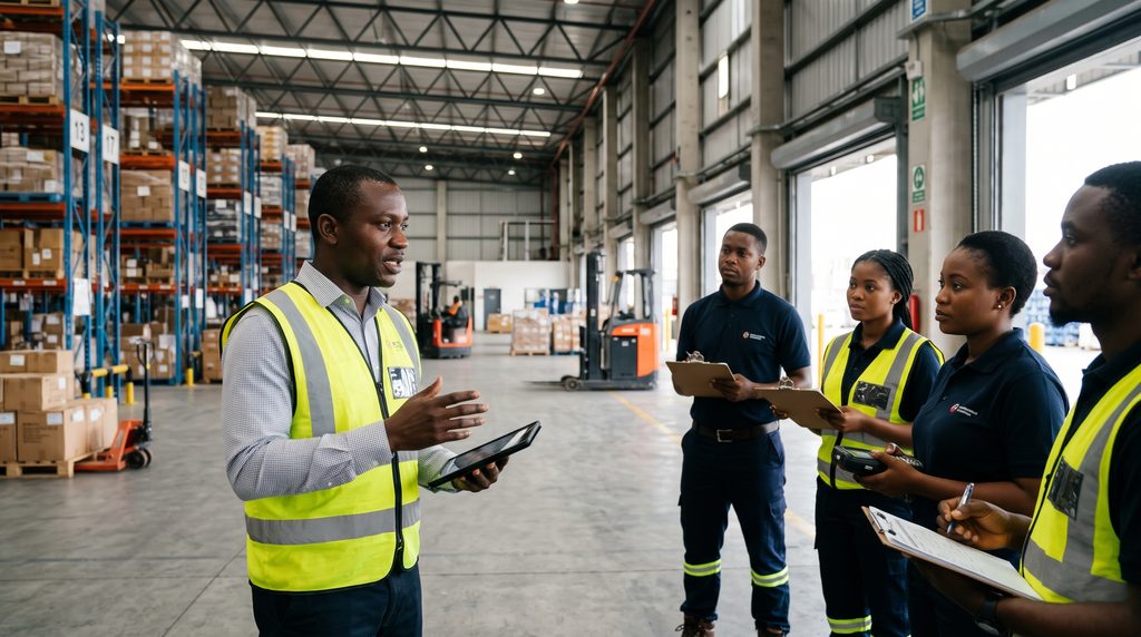 Professional Nigerian field operations supervisor coordinating contract staffing services Lagos logistics and distribution personnel