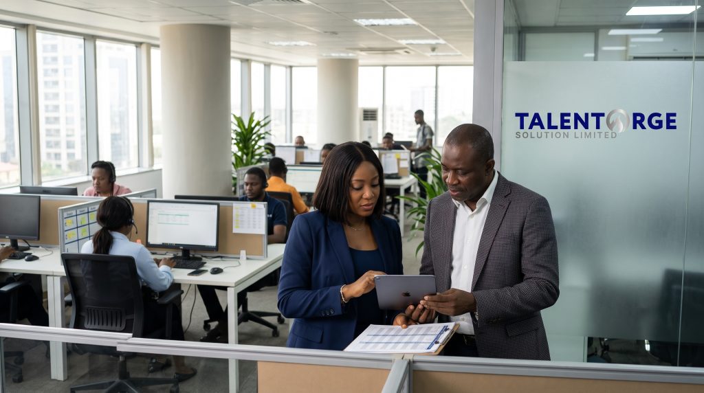 TalentForge Solutions staff outsourcing company Nigeria operations team managing enterprise contract staffing and workforce deployment